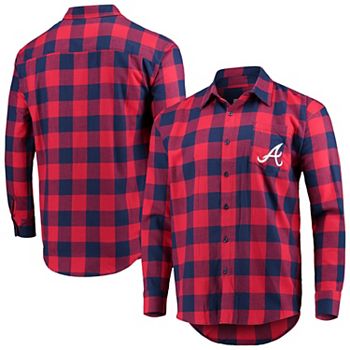 Women's Atlanta Braves Navy Flannel Button-Up Long Sleeve Shirt