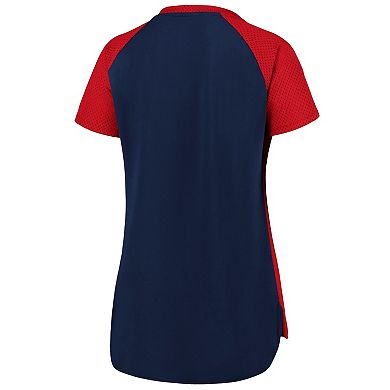 Women's Fanatics Branded Navy/Red Cleveland Indians Iconic League Diva Raglan V-Neck T-Shirt