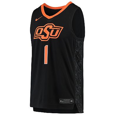 Men's Nike #1 Black Oklahoma State Cowboys Team Replica Basketball Jersey