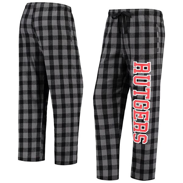 Women s Charcoal Black Rutgers Scarlet Knights Buffalo Plaid Flannel Pants