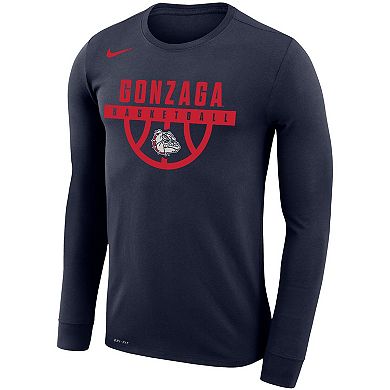Men's Nike Navy Gonzaga Bulldogs Basketball Drop Legend Long Sleeve Performance T-Shirt