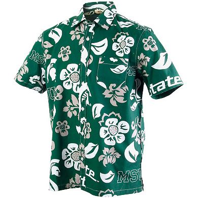 Men's Wes & Willy Green Michigan State Spartans Floral Button-Up Shirt