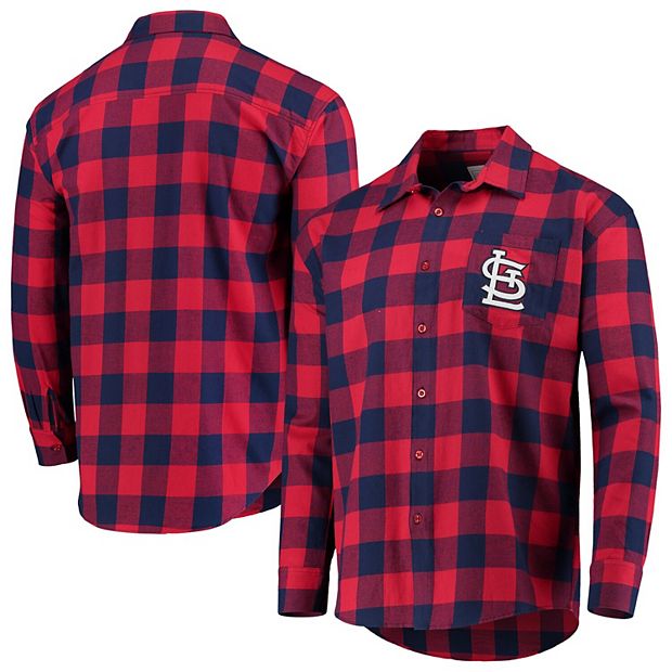 Men's Navy/Red St. Louis Cardinals Large Check Flannel Button-Up Long  Sleeve Shirt