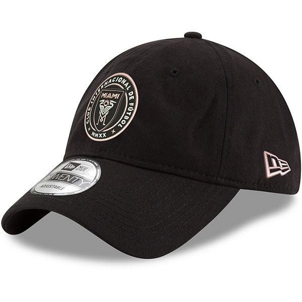 Men's New Era Black Inter Miami CF MLS Team Logo 9TWENTY Adjustable Hat