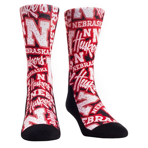 Women s Rock Em Socks Nebraska Huskers Logo Sketch Crew Socks