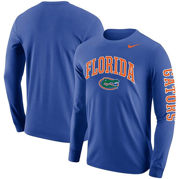 Men's Nike Royal Florida Gators Arch & Logo Two-Hit Long Sleeve T-Shirt