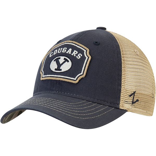 Men's Zephyr Navy BYU Cougars Placard Trucker Snapback Adjustable Hat