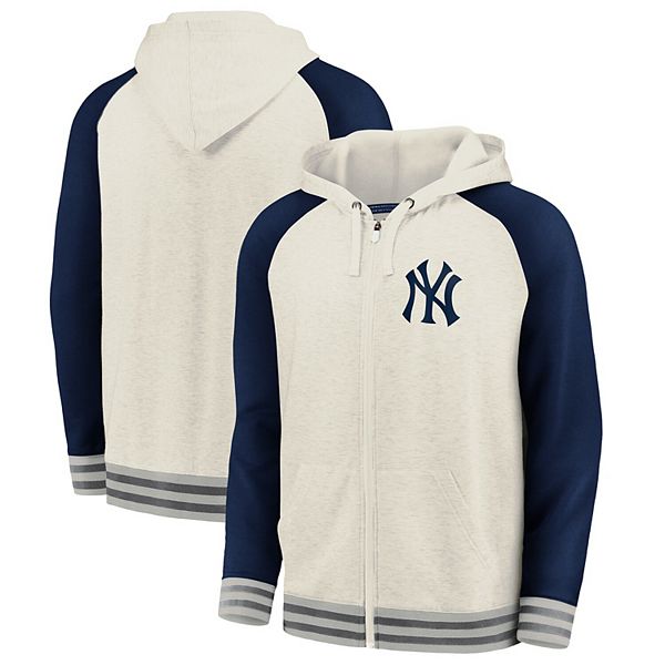 Men's Fanatics Branded Cream/Navy New York Yankees Full-Zip Hoodie