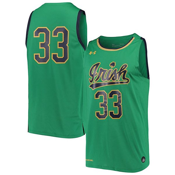 Men's Under Armour #33 Kelly Green Notre Dame Fighting Irish College Replica Basketball Jersey