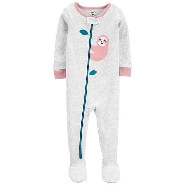 Baby Girl Carter S Sloth Zip Footed Pajamas