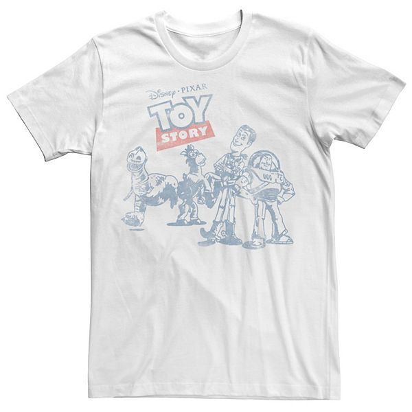 Men's Disney Pixar Toy Story Group Shot Vintage Outlined Portrait Tee