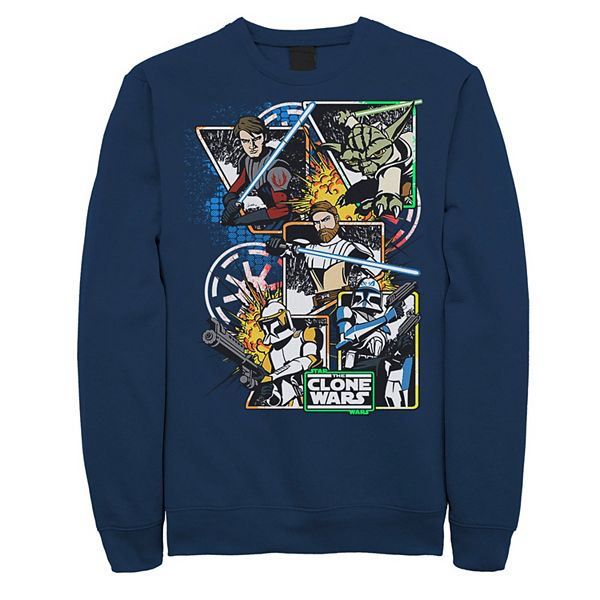 Men's Star Wars: The Clone Wars Group Shot Comic Panels Sweatshirt