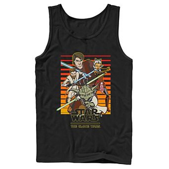 Men's Star Wars: Clone Wars Jedi Group Shot Retro Line Tank Top
