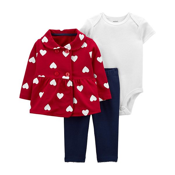 Baby Girl Carter's 3-Piece Valentine's Day Cardigan Set