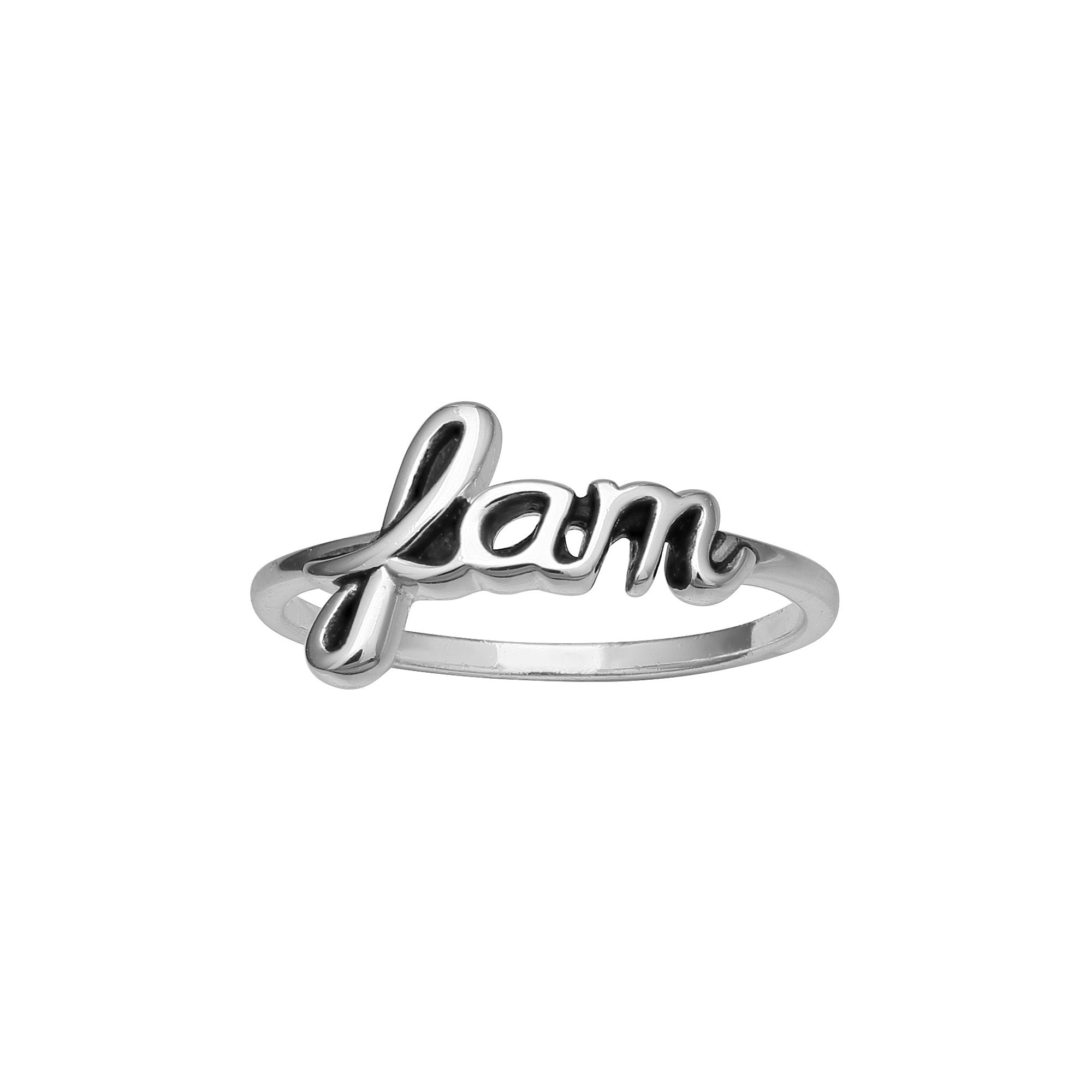 PRIMROSE Sterling Silver Polished Oxidized Fam Band Ring, Womens, Size: 7