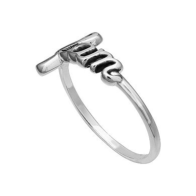 PRIMROSE Sterling Silver Polished Oxidized Fam Band Ring