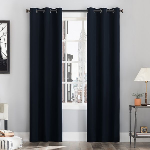 63&#34;x40&#34; Cyrus Thermal 100% Blackout Grommet Top Curtain Panel Navy - Sun Zero