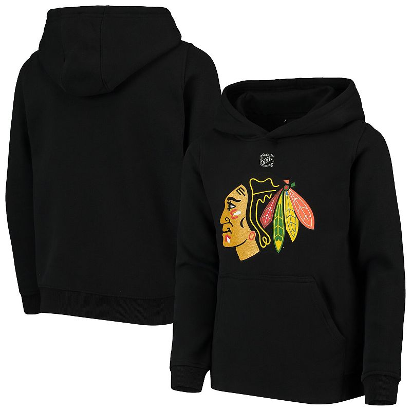 UPC 193775005438 product image for Youth Black Chicago Blackhawks Primary Logo Pullover Hoodie, Boy's, Size: YTH La | upcitemdb.com