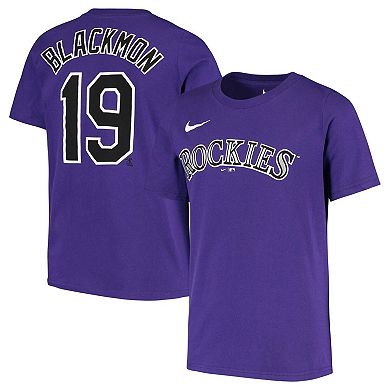 Youth Nike Charlie Blackmon Purple Colorado Rockies Player Name & Number T-Shirt