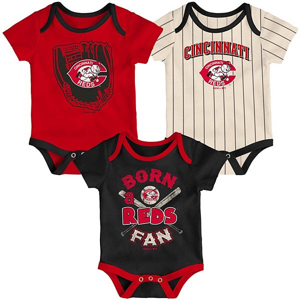 Infant Cincinnati Reds Red/Black/Cream Future Number One Creeper Three-Pack