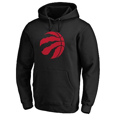 Men's Fanatics Branded Black Toronto Raptors Icon Primary Logo Fitted Pullover Hoodie