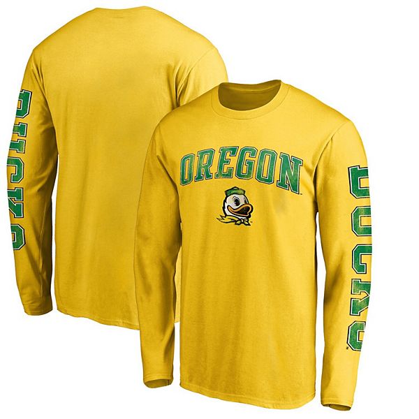 Columbia Men's Oregon Ducks Yellow Terminal Tackle Long Sleeve Shirt, Large