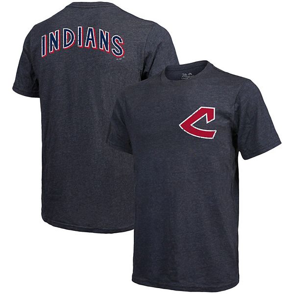 Men's Cleveland Indians Majestic Threads Navy Tri-Blend Long Sleeve T-Shirt