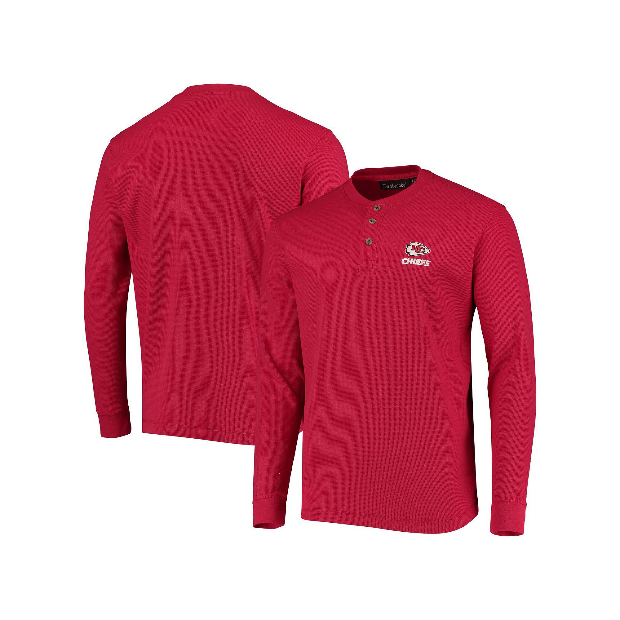 Mens Dunbrooke Red Kansas City Chiefs Logo Maverick Thermal Henley Long Sl