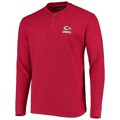 Men's Dunbrooke Red Kansas City Chiefs Logo Maverick Thermal Henley Long Sleeve T-Shirt