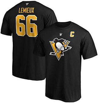 Men's Fanatics Branded Mario Lemieux Black Pittsburgh Penguins Authentic Stack Retired Player Name & Number T-Shirt
