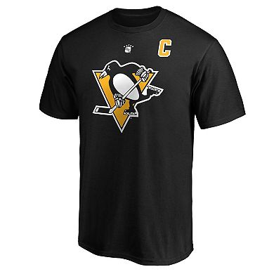 Men's Fanatics Branded Mario Lemieux Black Pittsburgh Penguins Authentic Stack Retired Player Name & Number T-Shirt