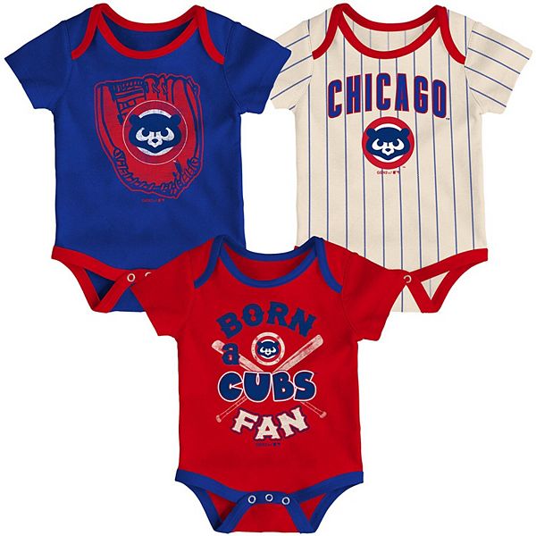 Outerstuff Infant Royal/Light Blue/Cream Chicago Cubs Future Number One Creeper Three-Pack