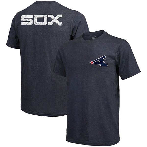 Men's Majestic Threads Navy Chicago White Sox Throwback Logo Tri-Blend T-Shirt