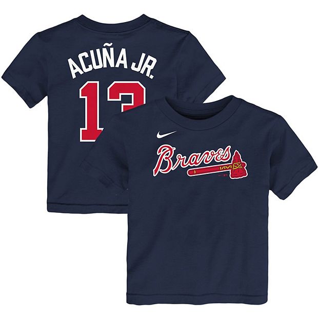 Nike Infant Boys and Girls Ronald Acuna Jr. Navy Atlanta Braves Player Name  Number T-shirt