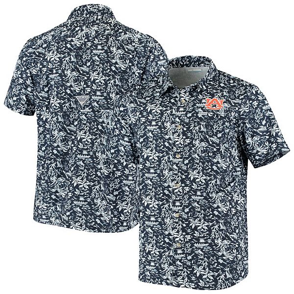 Men's Columbia Navy Auburn Tigers Super Slack Tide Button-Up Shirt