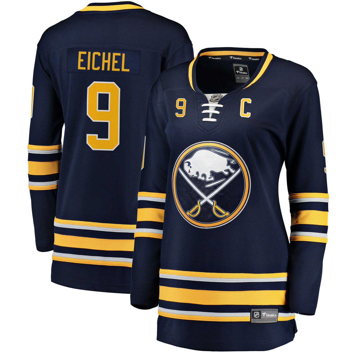 Men's Adidas Jack Eichel Royal Buffalo Sabres Home Captain Patch Primegreen Authentic Pro Player Jersey