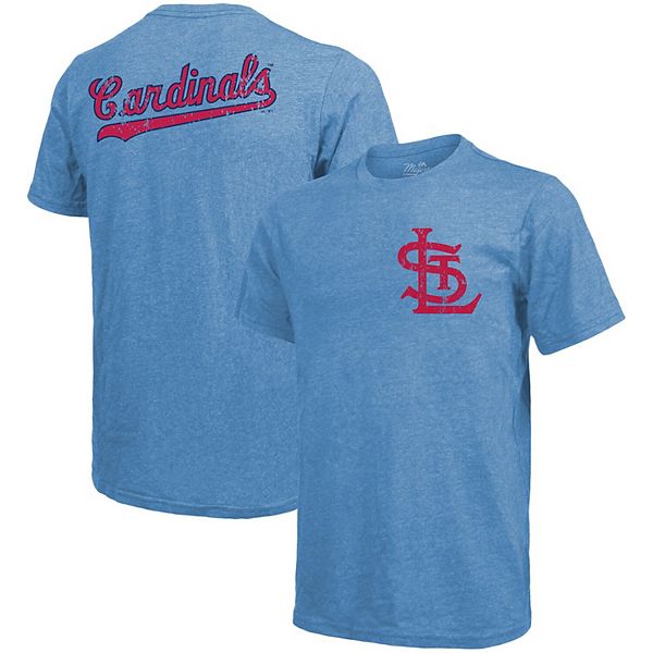 Men's Majestic Threads Light Blue St. Louis Cardinals Throwback Logo  Tri-Blend T-Shirt