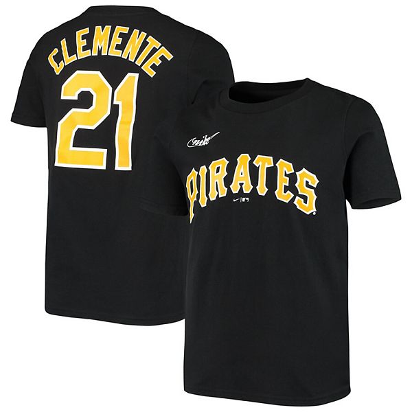 Men's Pittsburgh Pirates Roberto Clemente Black/Gold Cooperstown Collection  Replica Player Jersey