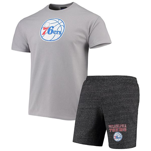 Men S Concepts Sport Gray Charcoal Philadelphia 76ers Pitch T Shirt Shorts Set