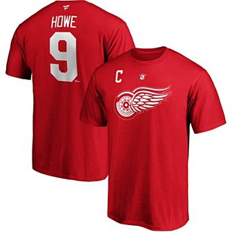 Men's Fanatics Branded Gordie Howe Red Detroit Red Wings Authentic Stack Retired Player Name & Number T-Shirt