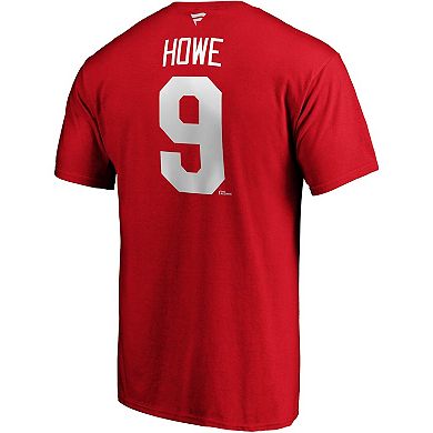Men's Fanatics Branded Gordie Howe Red Detroit Red Wings Authentic Stack Retired Player Name & Number T-Shirt