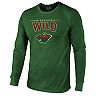 Men's Majestic Threads Heathered Green Minnesota Wild Wordmark Logo Tri-Blend Long Sleeve T-Shirt