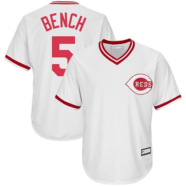 Men's Johnny Bench White Cincinnati Reds Home Cooperstown