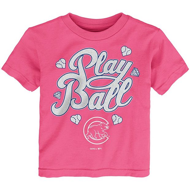Toddler Pink Chicago Cubs Ball Girl T-Shirt
