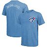 Men's Majestic Threads Light Blue Toronto Blue Jays Throwback Logo Tri-Blend T-Shirt