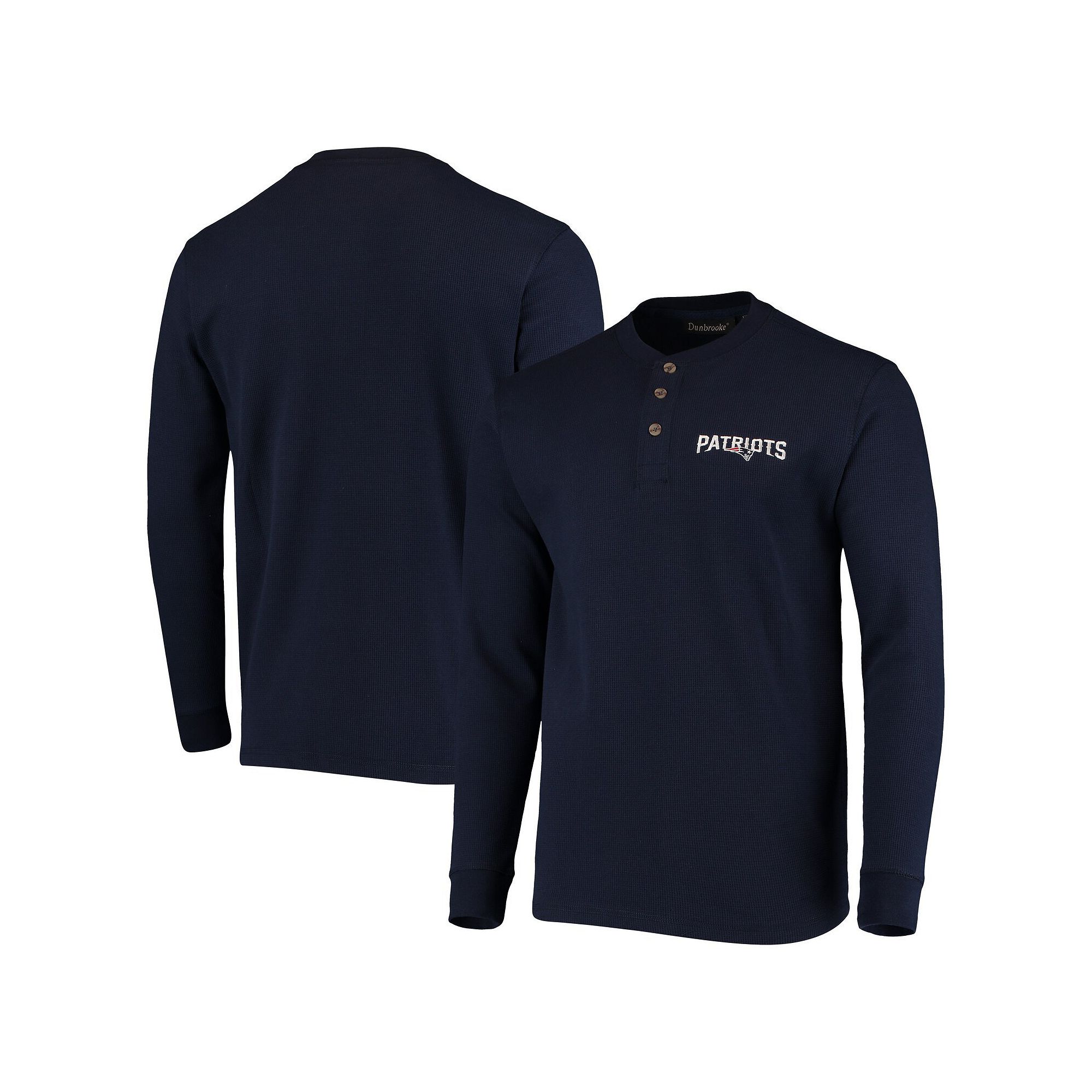 Mens Dunbrooke Navy New England Patriots Logo Maverick Thermal Henley Long