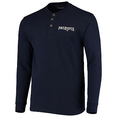 Men's Dunbrooke Navy New England Patriots Logo Maverick Thermal Henley Long Sleeve T-Shirt