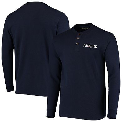 Men's Dunbrooke Navy New England Patriots Logo Maverick Thermal Henley Long Sleeve T-Shirt