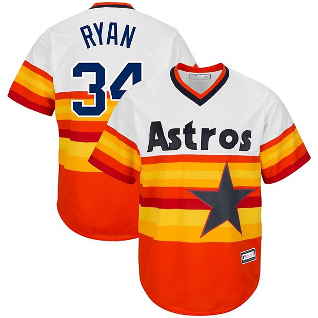 Men's Nolan Ryan White/Orange Houston Astros Big & Tall Home Cooperstown  Collection Replica Player Jersey