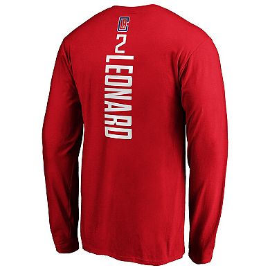 Men's Fanatics Branded Kawhi Leonard Red LA Clippers Team Playmaker Name & Number Long Sleeve T-Shirt